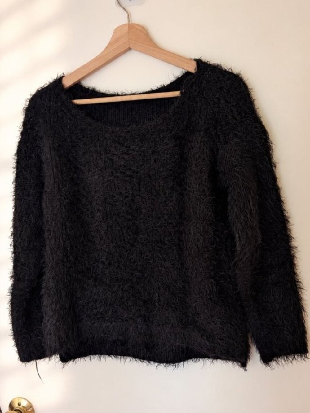 Fuzzy black sweater wool blend